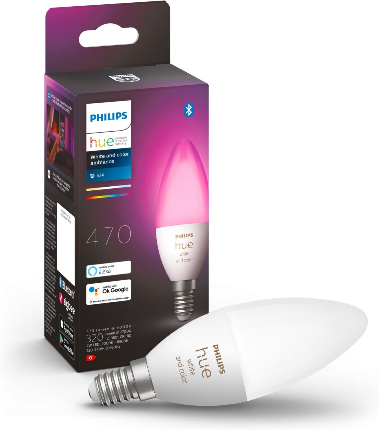 Hue W&C. Amb. 5.3W B39 E14 LED-Kerze