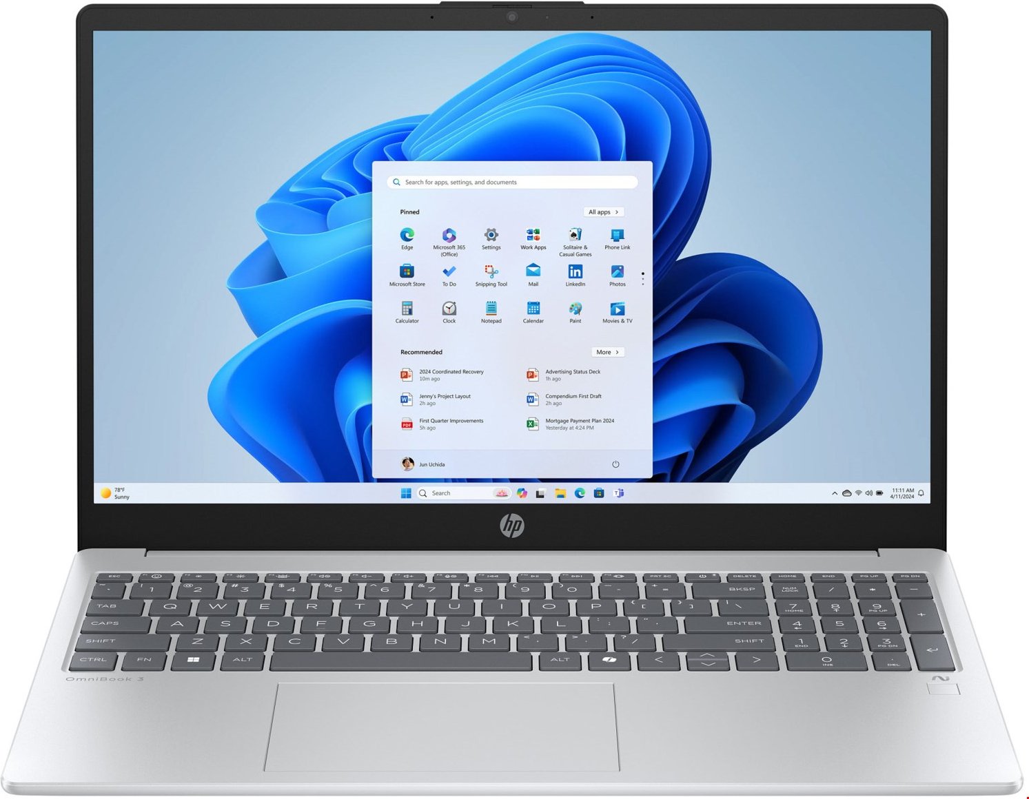 OmniBook 3 NGAI 15-fn0653ng (C94P6EA#ABD) 39,6 cm (15,6") Notebook gletschersilber