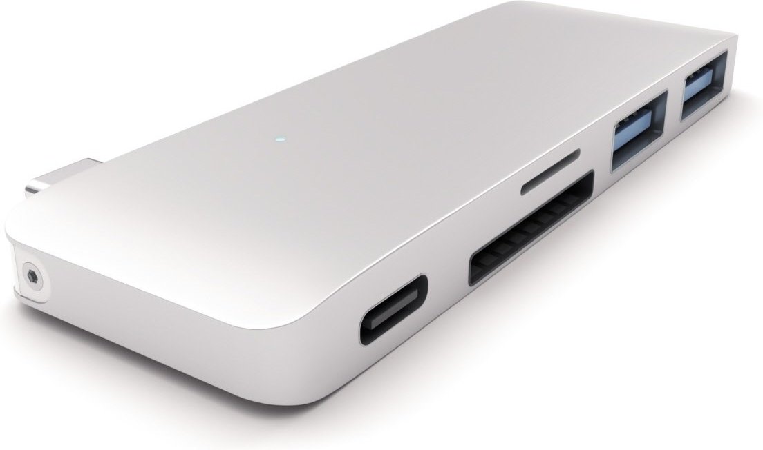 Type-C USB Passthrough Hub + Cardreader silber