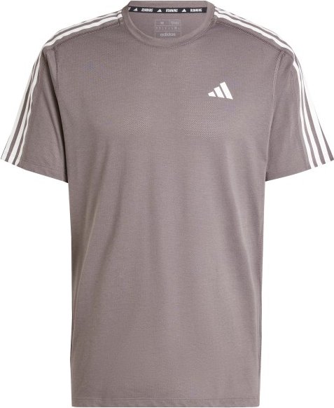 adidas - Own The Run 3-Stripes Tee - Laufshirt Gr S braun