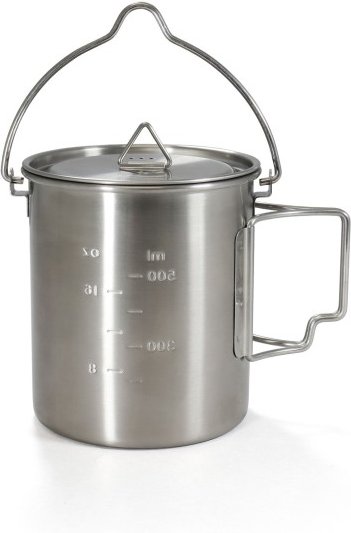 Origin Outdoors - Camping Topf 2 in 1 - Topf Gr 0,75 l grau/weiß