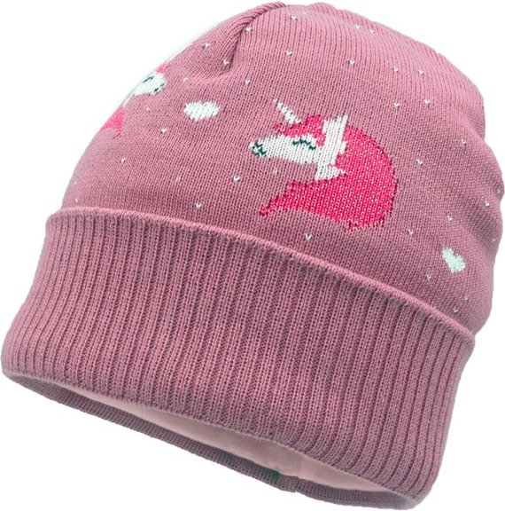 maximo - Girl-Mütze Einhorn mit Umschlag und Futter - Mütze Gr 53-55 cm rosa