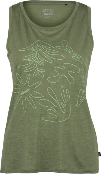 Thumbnail - Stoic - Women's Merino155 LaholmSt. Print Tank Flowers - Merinoshirt Gr XXL oliv
