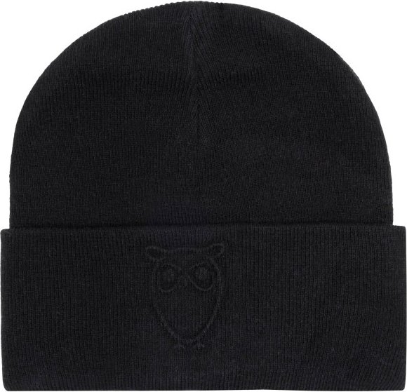 KnowledgeCotton Apparel - Embossed Owl DL Wool Beanie - Mütze Gr One Size schwarz