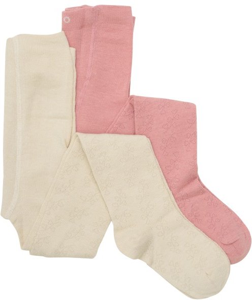 Thumbnail - Minymo - Kid's Stockings with Pattern No. 124061 2-Pack - Strumpfhose Gr 116/122 beige