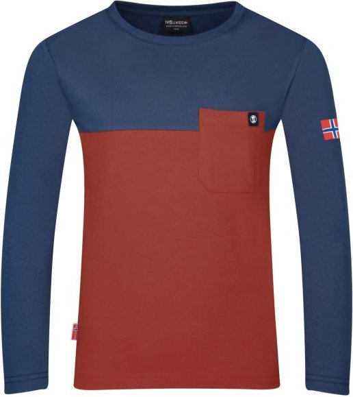 Thumbnail - Trollkids - Kid's Bergen Longsleeve - Longsleeve Gr 116 blau/rot