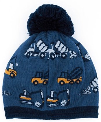 Thumbnail - maximo - Boy-Mütze Baufahrzeuge mit Pompon und Futter - Mütze Gr 47 cm blau