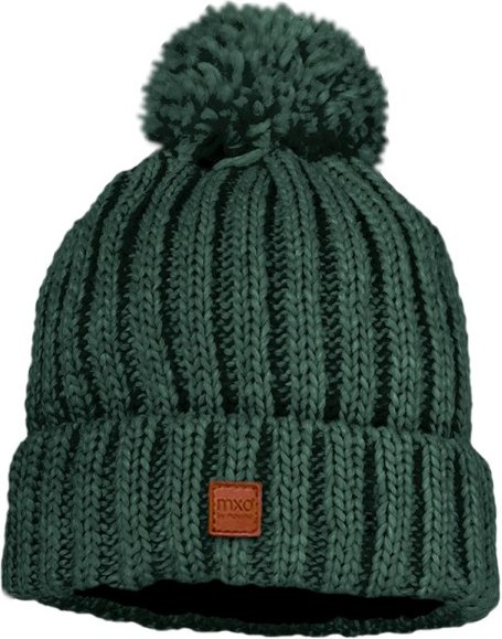 maximo - Kid's Mütze Rippe mit Pompon und Fleecefutter - Mütze Gr 53-55 cm grün