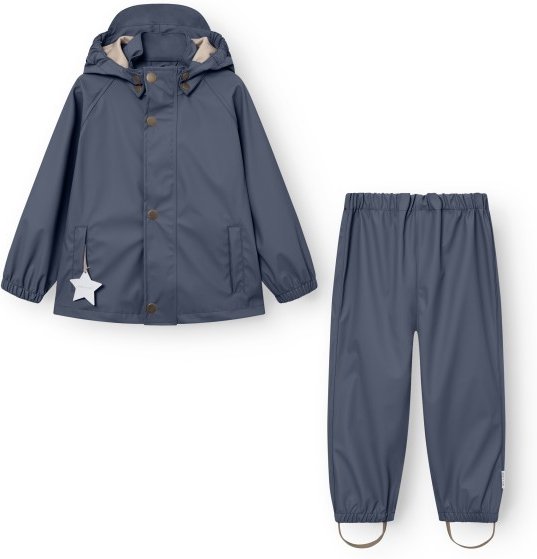 Mini A Ture - Kid's Matreinar Rain Set - Regenset Gr 128 blau