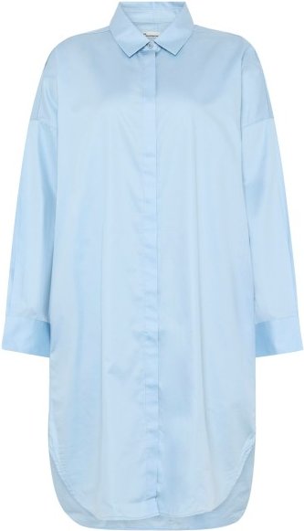 KnowledgeCotton Apparel - Women's Organic Cotton Satin Shirt Dress - Hemd Gr S blau