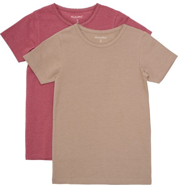 Minymo - Kid's Basic 33 -T-Shirt S/S (2-Pack) - T-Shirt Gr 98 braun