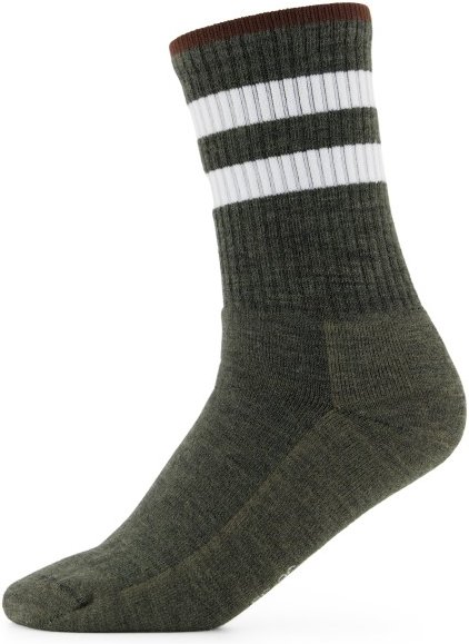 Alpacasocks&Co - Merino Casual Stripes - Multifunktionssocken Gr 36-39 oliv