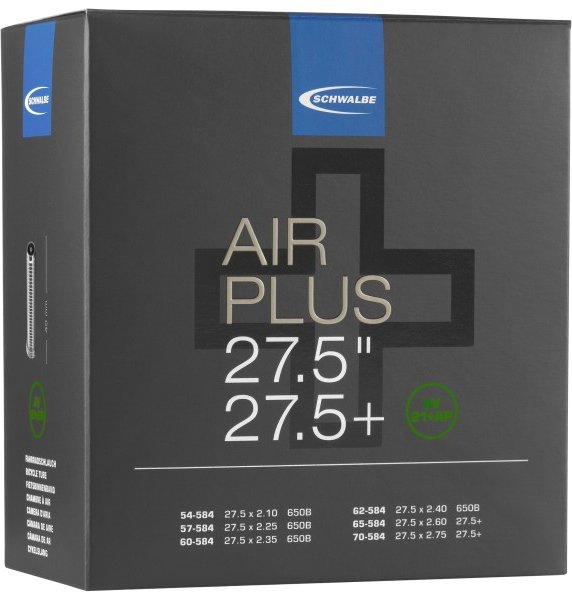 Schwalbe - 27,5'' Schlauch Nr. 21+ AP Air Plus 54/70-584 - Fahrradschlauch Gr 27,5'' x 2,10-2,75'' - 54/70-584 schwarz