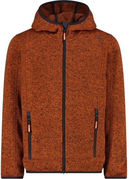 CMP - Boy's Jacket Fix Hood Jacquard Knitted - Fleecejacke Gr 140 braun/rot