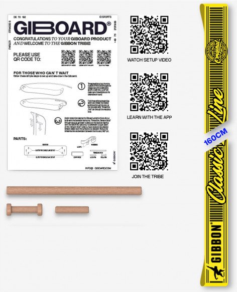 Gibbon Slacklines - Giboard Line - Slackline Gr 160 x 5 cm classic