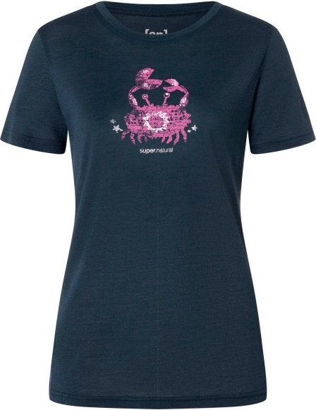 super.natural - Women's Mrs Crab Tee - Merinoshirt Gr M blau/rosa