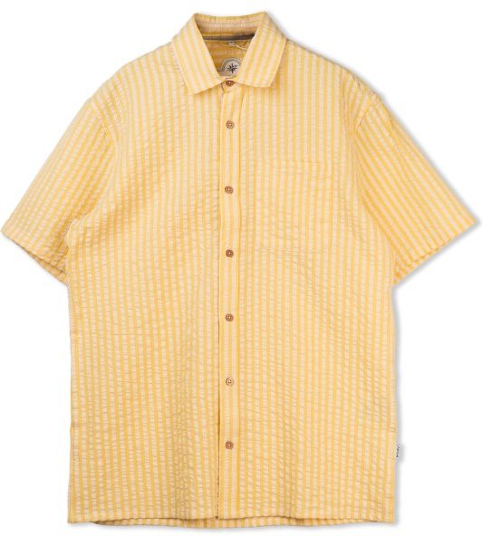 LAKOR - Seer Sucker Short Sleeve Shirt - Hemd Gr XL beige