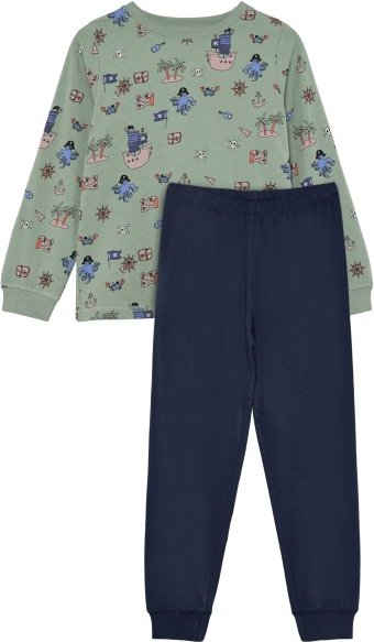 Minymo - Kid's Pyjamas L/S Set AOP 134260 - Alltagsunterwäsche Gr 134 blau