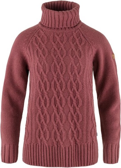 Thumbnail - Fjällräven - Women's Övik Cable Knit Roller Neck - Wollpullover Gr L rot