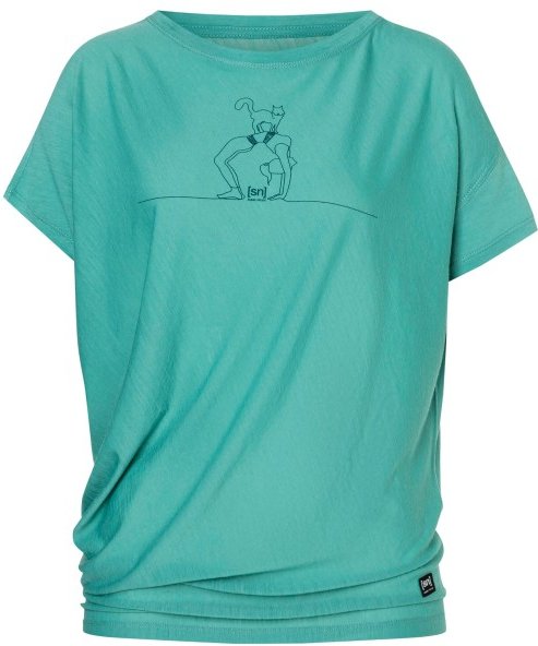 super.natural - Women's Cat Yoga Loose Tee - Merinoshirt Gr M türkis