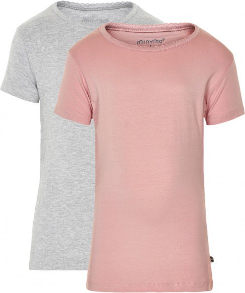 Minymo - Kid's Basic 33 -T-Shirt S/S (2-Pack) - T-Shirt Gr 92 rosa