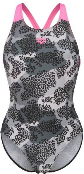 Arena - Women's Camo Swimsuit V Back L - Badeanzug Gr 34 grau