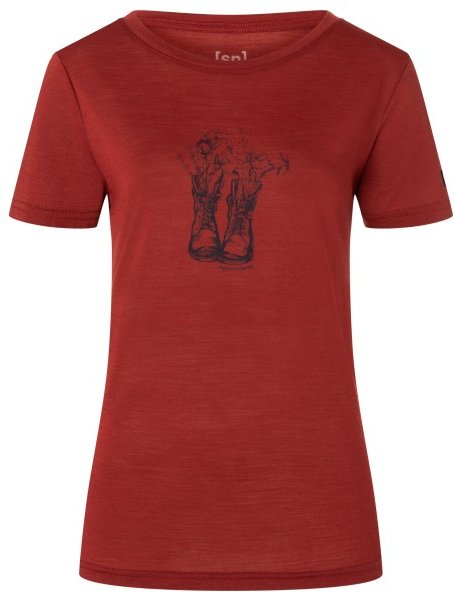 super.natural - Women's Flower Boots Tee - Merinoshirt Gr S rot