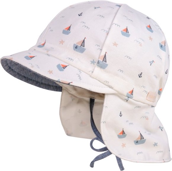 maximo - Baby's Schildmütze Band u. Nackenschutz Bedruckt - Cap Gr 45 cm weiß