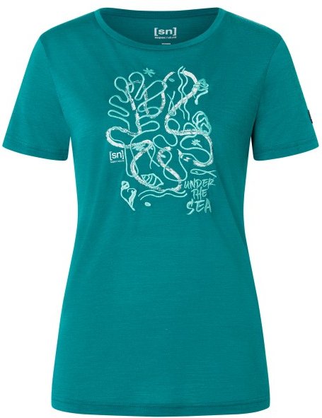 super.natural - Women's Under The Sea Tee - Merinoshirt Gr S pacific /grün