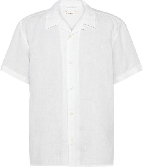 KnowledgeCotton Apparel - Box S/S Linen Shirt - Hemd Gr S weiß