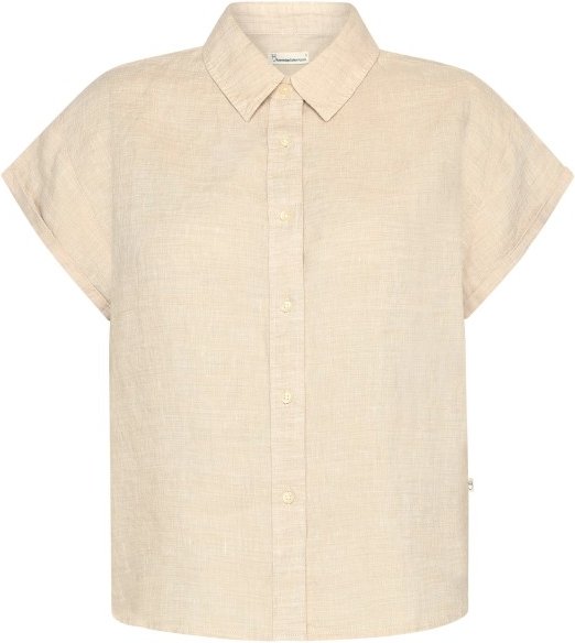 Thumbnail - KnowledgeCotton Apparel - Women's Aster Fold Up S/S - Bluse Gr XL beige