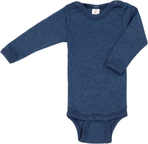 Engel - Baby-Body Langarm Mit Druckverschluss Schulter - Merinounterwäsche Gr 50/56 blau