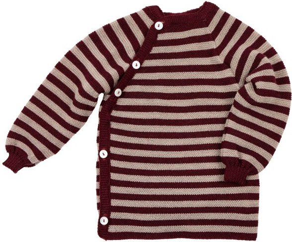 Thumbnail - Reiff - Kid's Ringelschlüttli - Merinopullover Gr 74/80 braun/rot