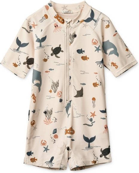 LIEWOOD - Kid's Max Printed Shortsleeve Swim Jumpsuit - Lycra Gr 110 weiß