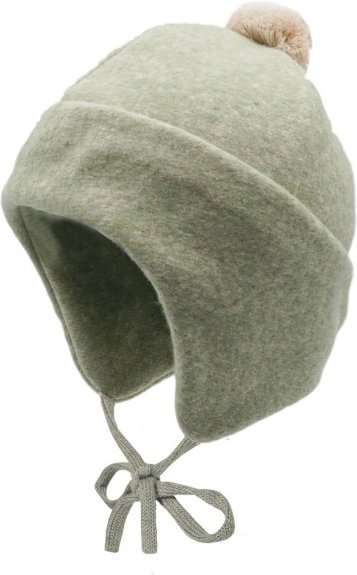 Thumbnail - maximo - Kid's Mini-Mütze mit Pompon und Bindeband - Mütze Gr 45-47 cm oliv