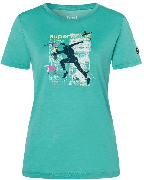 super.natural - Women's Running Art Tee - Merinoshirt Gr L grün/ various