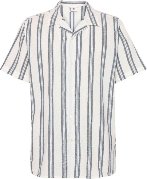 KnowledgeCotton Apparel - Box S/S Striped Cotton Shirt - Hemd Gr XXL weiß/grau