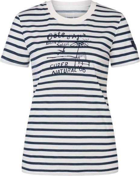 super.natural - Women's Stripe Cote D'Azur Bio Jersey Tee - Merinoshirt Gr S weiß/ salute
