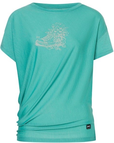super.natural - Women's Flower Sneakers Loose Tee - Merinoshirt Gr XL türkis