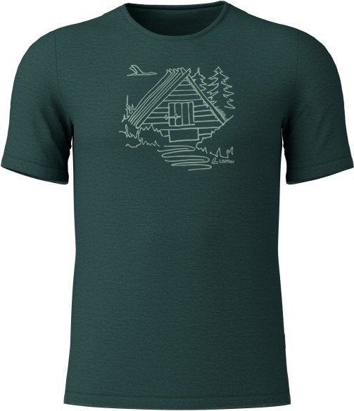 Löffler - Printshirt Cottage Merino-Tencel - Merinoshirt Gr 54 forest