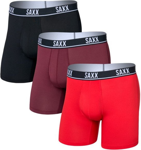 Saxx - Essential Performance Mesh Boxer Brief Fly 3-Pack - Alltagsunterwäsche Gr L rot