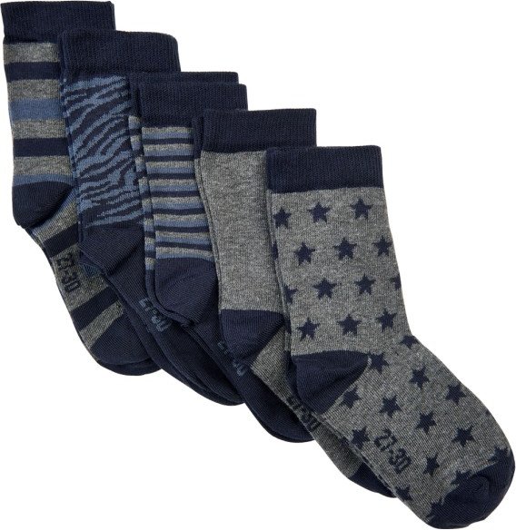 Thumbnail - Minymo - Kid's Sock with Pattern 5-Pack - Multifunktionssocken Gr 23-26 blau