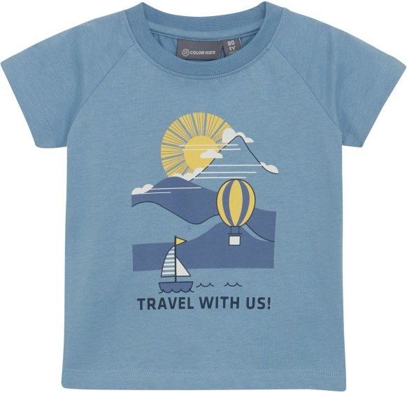 Color Kids - Baby T-Shirt with Chestprint S/S - T-Shirt Gr 86 blau/türkis