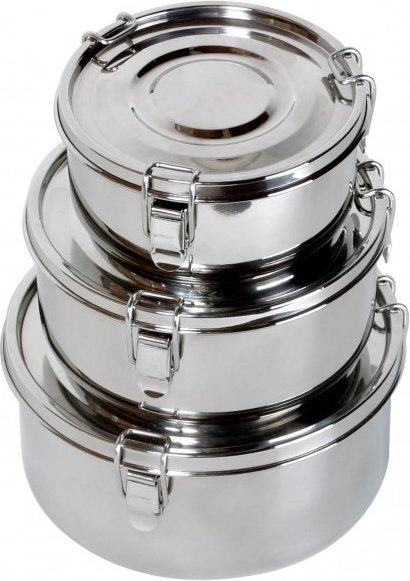 Basic Nature - Edelstahl Food Container - Essensaufbewahrung Gr 1,5 l grau/schwarz