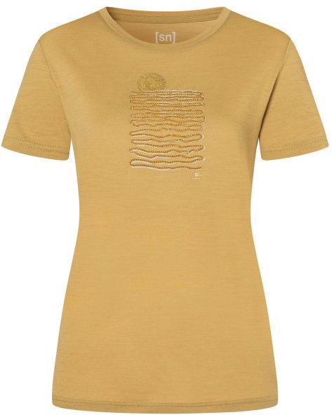 super.natural - Women's Sea Line Tee - Merinoshirt Gr XL sahara / various