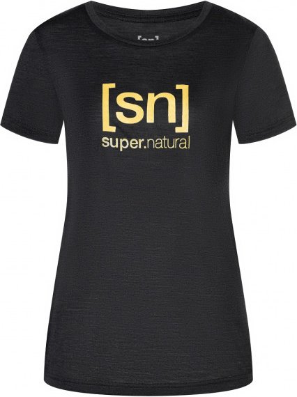 super.natural - Women's The Essential Logo Tee - Merinoshirt Gr L schwarz