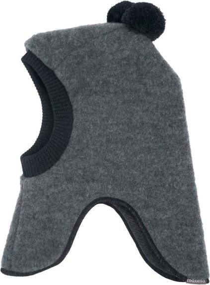 maximo - Kid's Mini-Schlupfmütze mit Wollfleece und Pompons - Sturmhaube Gr 51-53 cm grau