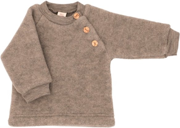 Thumbnail - Engel - Kinder Raglanpullover mit Holzknöpfen - Wollpullover Gr 86/92 braun