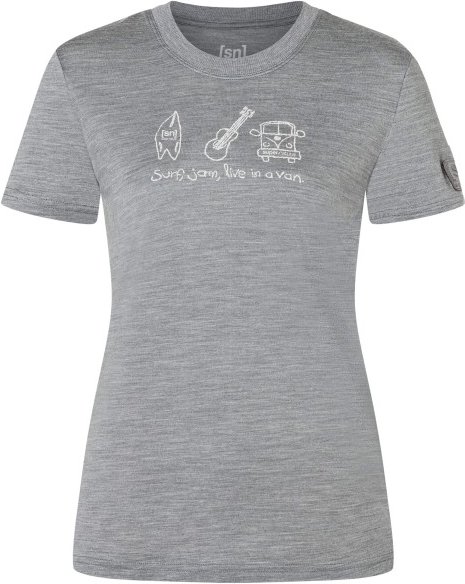 super.natural - Women's Van Life Bio Jersey Tee - Merinoshirt Gr XS grau/weiß