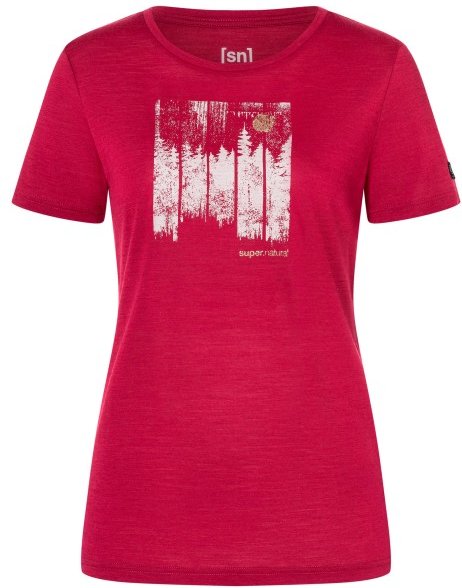 super.natural - Women's Wonder Wald Tee - Merinoshirt Gr M rot/ various